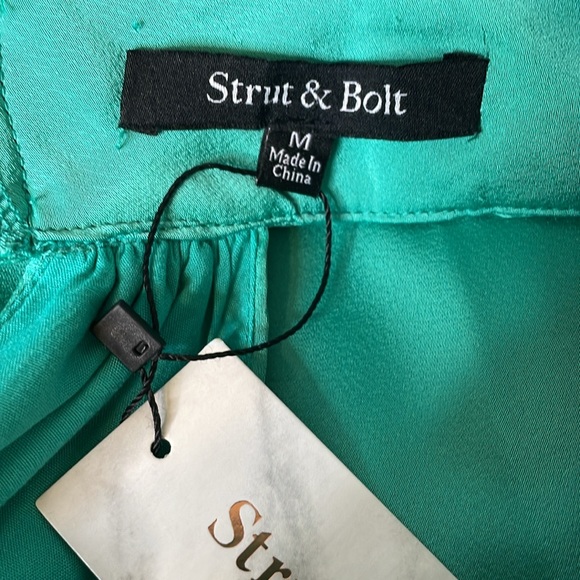 Strut & Bolt Ruffle Your Feather Halter Dress Turquoise Size Medium NWT - Picture 8 of 15